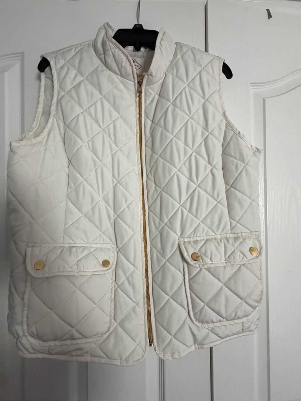 St. John's Bay Ivory Quilted Vest with Gold-Tone Details